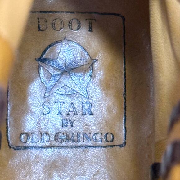 VTG Old Gringo Boot Star Cowboy Boots Mens 10D Hand Tooled Floral Filigree Rare main image 5